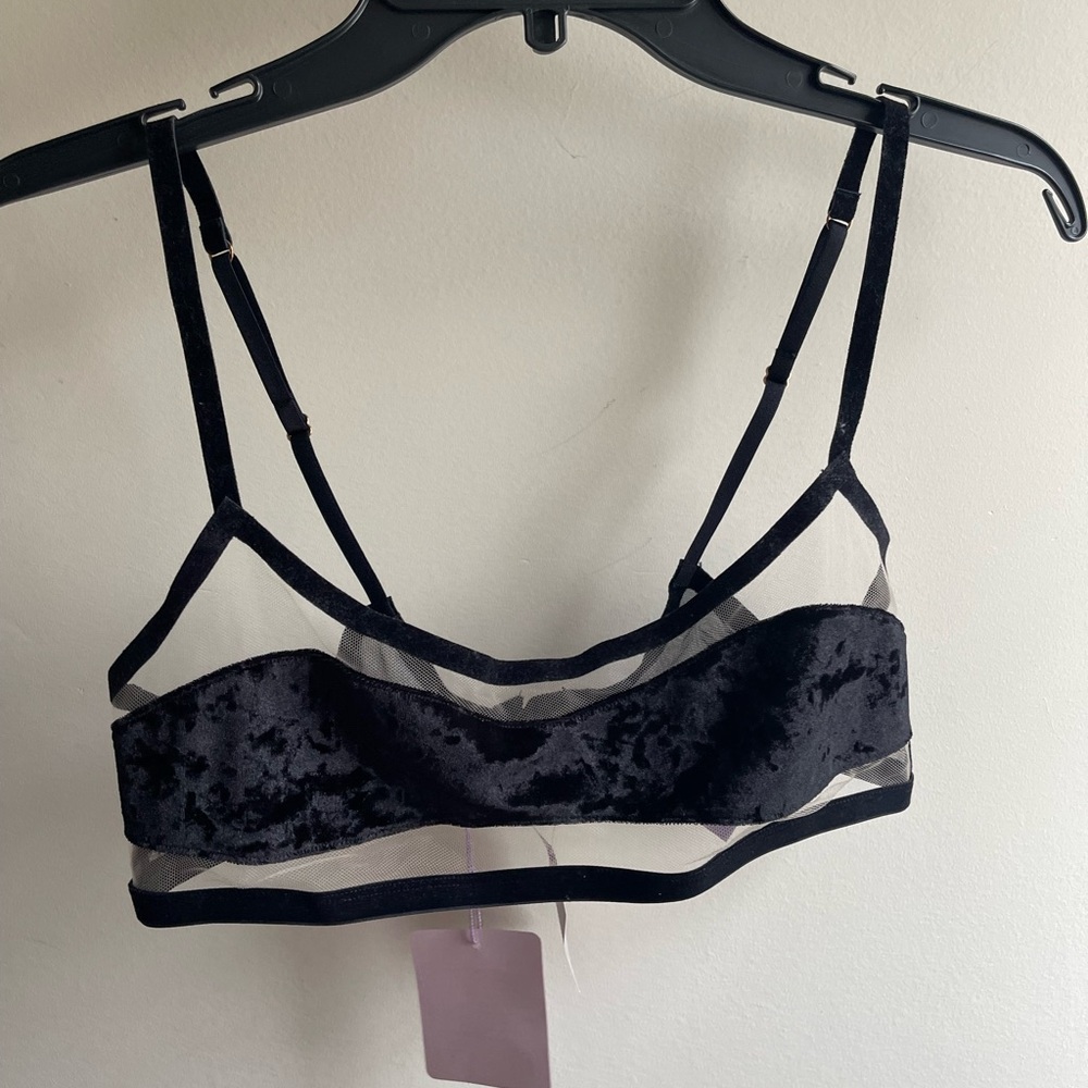 Fenty Black Velvet Mesh Bralette Medium